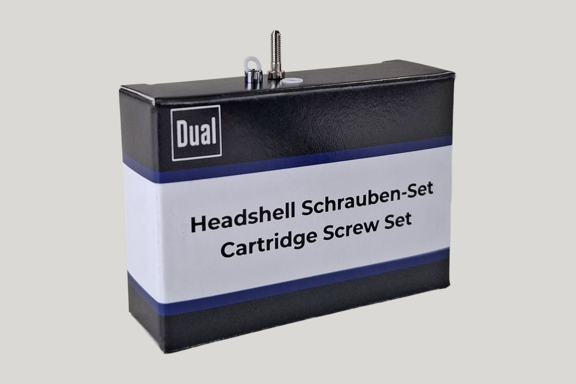 Dual Headshell-Schrauben-Set in schwarzer Verpackung für die Montage von Tonabnehmern